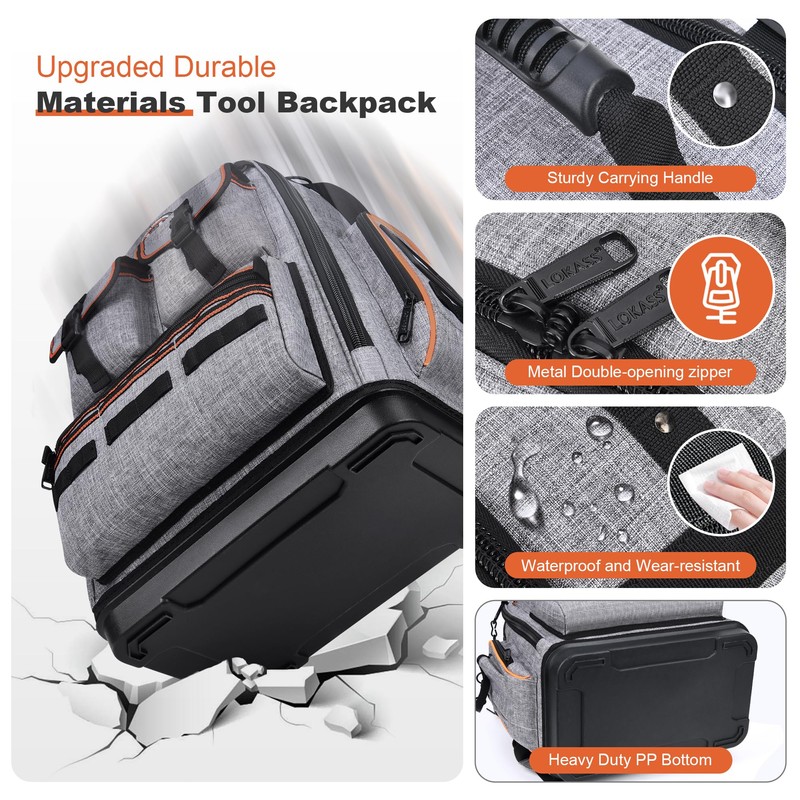 Tool Bag Backpack - Heavy Duty Tool Backpack Water-resistant HVAC