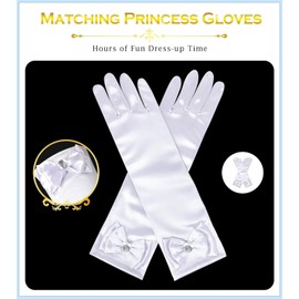 LUYANFX Princess Gloves Girls Princess Costume Accessories, Princess Dress Up Accessories Gloves White, Costume Gloves for Birthday, Carnival and Fancy Dress (White)