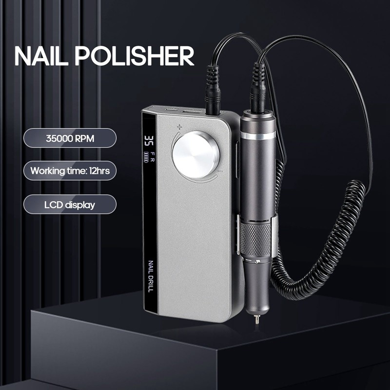 Portable Nail Drill Machine 35000 RPM Rotation Rate Adjustable Electric