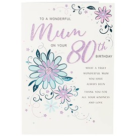 Regal Publishing Modern Milestone Age Birthday Card 80th Mum,Yellow,9 x 6 inches