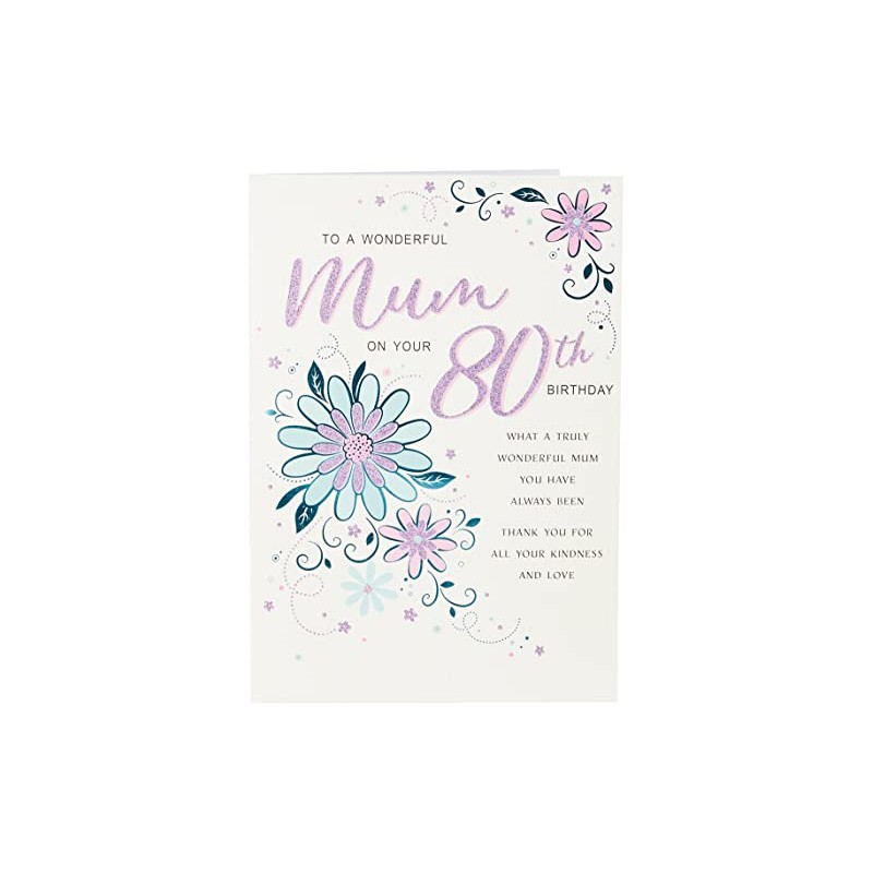 Regal Publishing Modern Milestone Age Birthday Card 80th Mum,Yellow,9 x