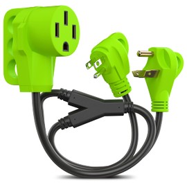 Leisure Cords 24'' RV Y Adapter Cord 50Amp Female Plug to 30-15 Amp Male 2.5 Feet with Handle