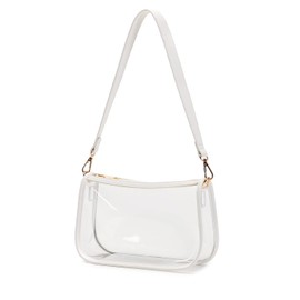 Leanoria Clear Tote Bag Stadium Approved Clear Purse PVC Handbag Retro Classic Transparent Bag for Concert (White)