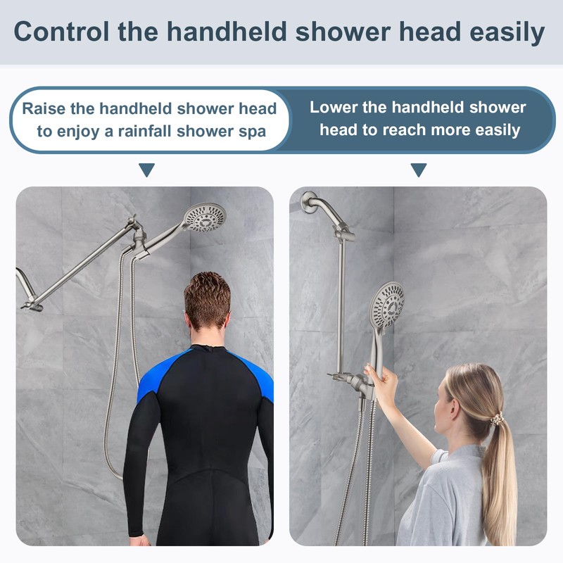 BRIGHT SHOWERS 15 Inch Extra Long Shower Head Extension Arm,