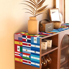 Linen National 22 Spanish Speaking Countries Flags Table Runner Latin American Hispanic Heritage Month Decorations and Supplies for Home Classroom School -13×72''