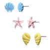 3 Pairs Cute Seashell Stud Earrings Set | Lightweight Shell,