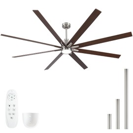 84 Inch Solid Wood Large Ceiling Fans with Lights and Remote, Walnut Blades, 3CCT Dimmable LED, 6-Speed Reversible DC Motor, Ultra Quiet, 3 Timers for Living Room, Great Bedroom & Covered Outdoor