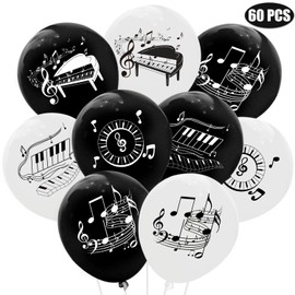 60PCS Piano Notes Latex Balloons Decorations -Music Themed Party Supplies Choir Favor Musician Birthday Baby Shower Party Favors