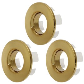 Litoexpe 3 Pcs Sink Basin Trim Overflow Cover, Sink Overflow Ring Vanity Sink Solid Brass Vessel Insert in Hole Round Caps for Kitchen and Bathroom (Gold)