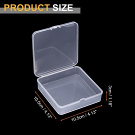 HARFINGTON 24pcs Small Plastic Beads Storage Containers Box 4.13" x 4.13" x 1.18" Bead Organizer Case Empty Storage Box with Hinged Lid for Small Items Beads Crafts Jewelry Hardware, Clear