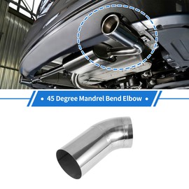 X AUTOHAUX 114mm/4.49" OD Extended Exhaust Bend Elbow Pipe Exhaust Pipe 1mm/0.04" Bilateral Flat Mouth Polishing 200mm/7.87"(L) 45 Degree