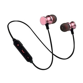 Metal Bluetooth Headphones for Gionee F9 Plus Smartphone Wireless Remote Control Hands-Free Calling Univ (Pink)