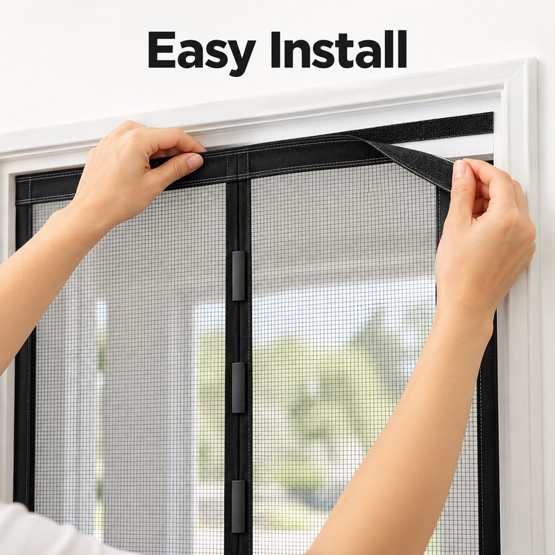 Magnetic Screen Door Mesh Curtain – Hands-Free Auto-Close Insect Net