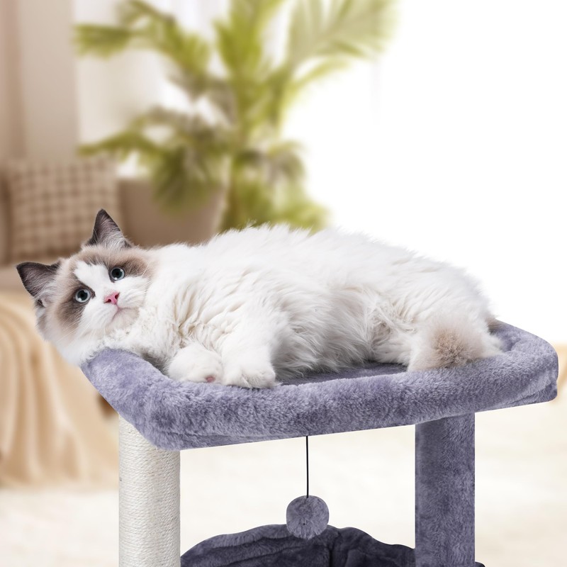 AIWIKIDE 37.4" Cat Tree Tower with Twin Cat Condos for