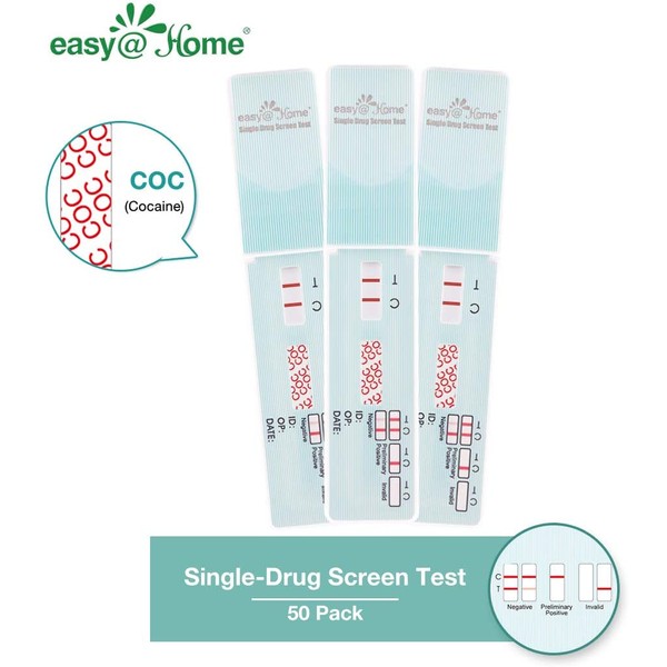 50 Pack Easy@Home Cocaine(COC) Single Panel Drug Tests Kit - Value Pack COC Screen Urine Drug Test Kit - #EDCO-114