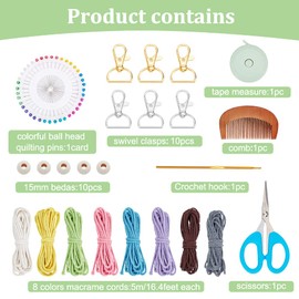 INFUNLY 8 Set DIY Macrame Wristlet Keychain Kits for Adults Colorful Macrame Cord Knotting Kit Boho Mini Macrame Tassel Keychain with Instruction + Video for Car Key Purse Phone Wallet Charm