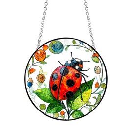 Xuoxeji Ladybug Sun Catchers Indoor Window, 20cm/7.87in Ladybug Stained Acrylic Ornaments, Ladybug Window Art Ladybugs Live for Garden (Ladybug 20cm/7.8in)