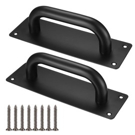 HAOCHEN Title: Robust Stainless Steel Sliding Door Handles with Backplate, Door Handles, Toilet Door Handles Cabinet Handles with Plates for Wooden Door, Garden, Cabinet Door (200 x 65 mm) Black