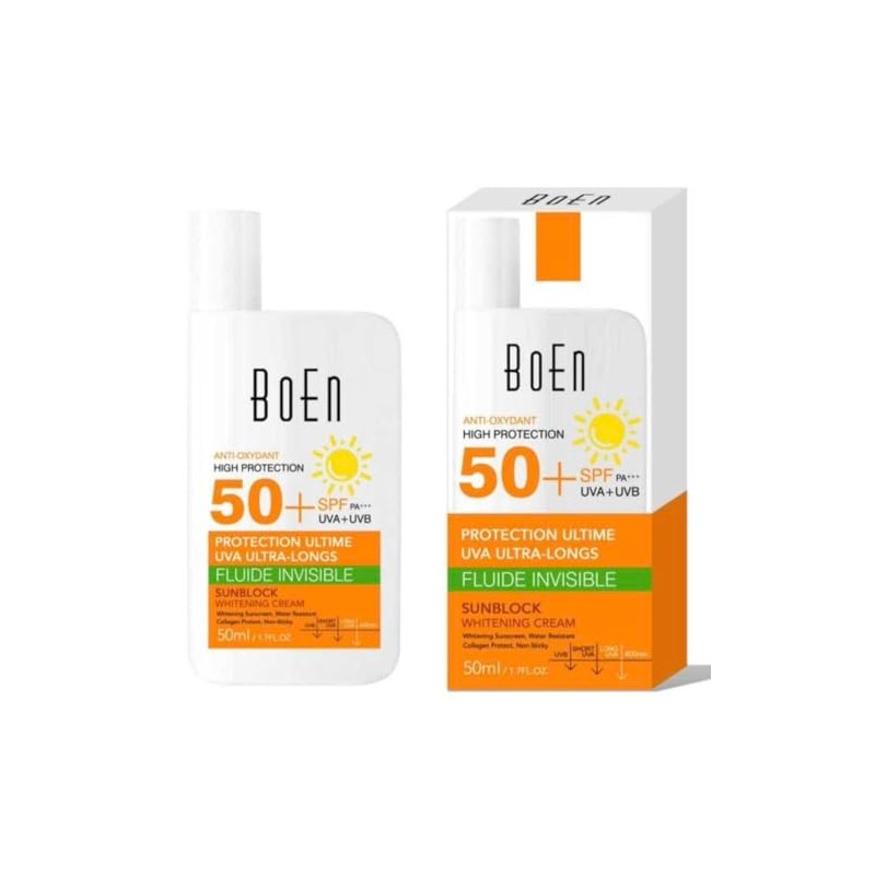 Bloqueador Solar Fluido Invisible SPF 50+ PA+++, Crema Aclarante con