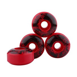 EBTOOLS. 4pcs Skateboard Wheels, PU Soft Wheels, Skateboard, Double Rocker Skateboard Wheels, High Strength, Rugged, High Resilience, High Elasticity, 2.0 x 1.2 inches (52 x 30 mm) (Red)