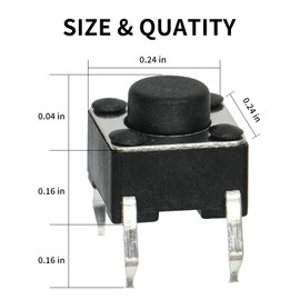 200PCS Tactile Push Button Switch 4Pin 6x6x5mm Vertical Momentary Micro Tact Switches Quick Response Miniature PCB Pushbuttons for Electronic Components Control Panels 4-Pin DIP