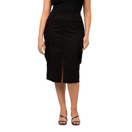 Ulla Popken Women's Cargo Skirt, Utility Style, Pockets, Lyocell Mix Skirt, black