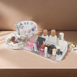 VOCOSTE Makeup Organizer, Rotating Makeup Organizer for Vanity Holder, Skincare Organizers Cosmetic Display Cases, for Lotions Brushes, Jewelry Perfume, Clear