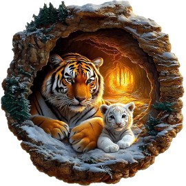 DOCRAGI Wooden Jigsaw Puzzle 100 Pieces Tiger Family 3D Illusion Unique Shape Adult Gift