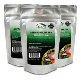 Ashwagandha Tea Organic 3-Pack (90 Bags) Premium Quality 100% Pure Root -Withania Somnifera