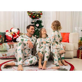 Rnxrbb 2024 Family Christmas Pajamas Pjs Set Matching Christmas Pajama Xmas Sleepwear for Couples Adult Women Men Kids,Dinosaur Christmas Tree-K-4T