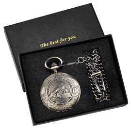 Tiong Locomotive Vintage Mechanical Pocket Watch Manual Winding Roman Numerals Mechanical Pocket Watch with Case and Chain