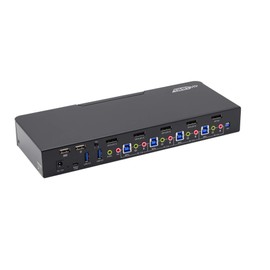 gofanco Prophecy 4-Port DisplayPort 1.2 USB KVM Switch – 4K @60Hz 4:4:4, 21.6Gbps, HDCP 1.3, USB Keyboard/Mouse, USB 3.0 Hub, MIC in, Stereo Out, Hotkeys, TAA Compliant (PRO-KVMDP-4Pv2)
