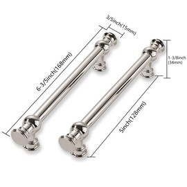 CABDM 2 Pack 5 Inch Hole Center Polished Nickel Cabinet Pulls-Heavy Duty Solid Cabinet Handles Suitable for Cabinets, Dressers, Kitchens and Bathroom cabinets