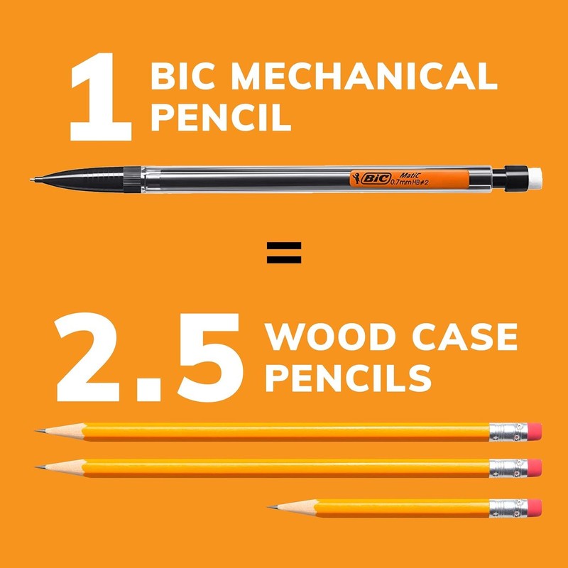 BIC Mechanical Pencils #2 Extra Smooth, Transparent Barrels with Assorted