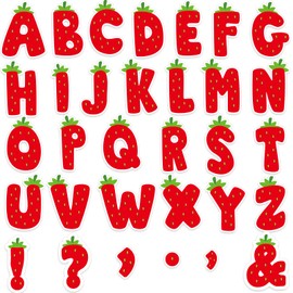 150 PCS Large 6" Bulletin Board Letters Set, Strawberry Classroom Alphabet Sweet Berry Cutout Letter for Bulletin Board Display Home School, A Great Helper to Inspire Students' Learning Interest