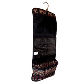 Hanging Toiletry Cosmetic Organizer Bag - Roll up for Storage Travel - Custom Embroidery Available (Elephant Tapestry - Embroidered Monogram)