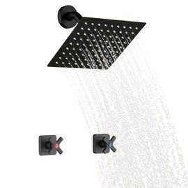 GUOYINDONG 2 Handle Shower Faucet Set, Matte Black Two Handle Shower Faucet Set 2 Knobs Wall Mounted, Shower Faucets Sets Complete