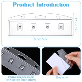 6PCS Horizontal Half Card Badge Holders, Frosted Rigid Clear Plastic ID Card Holder, Hard Transparent Protectors Sleeves for POS Magnetic Swipe Cards, IDs, Credit Cards and Passes