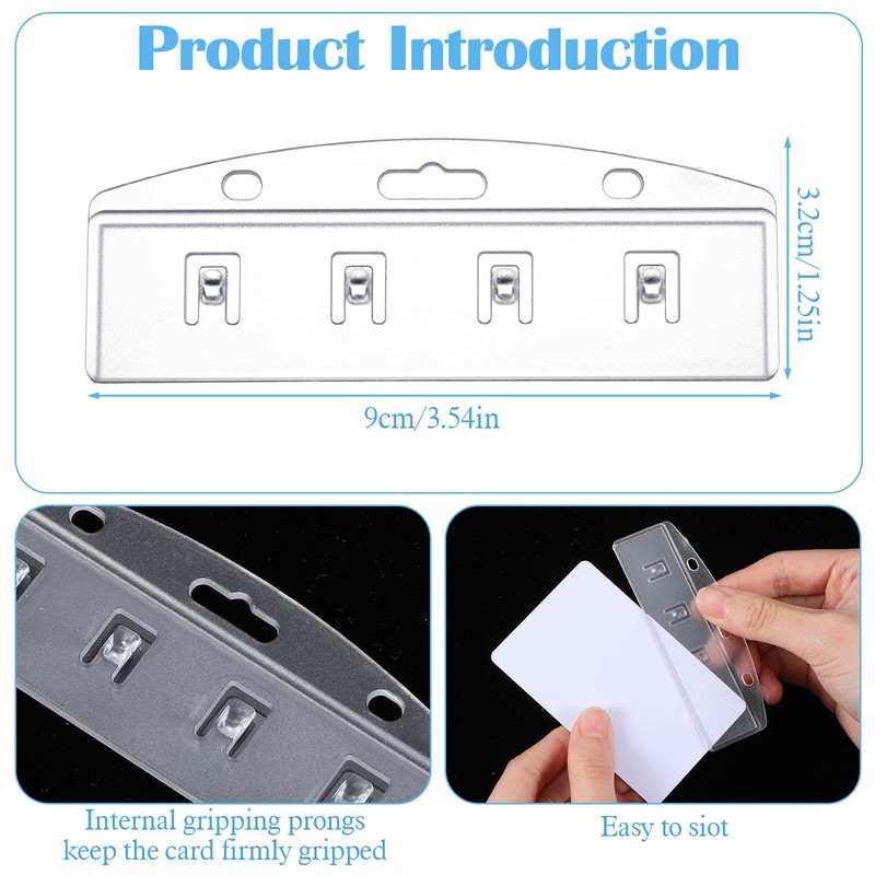 6PCS Horizontal Half Card Badge Holders, Frosted Rigid Clear Plastic