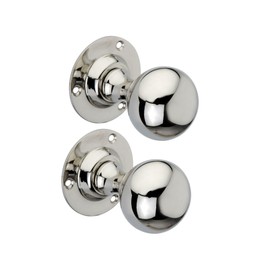 Infinity Decor Pair of Polished Nickel Old Style Solid Brass Ball Mortice Door Pull Knobs Set 45mm - Ideal for Interior & Exterior Doors