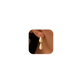 Gold Earrings For Women, Dangle Earrings 14K Gold Plated Statement Drop Earring For Women Trendy Hypoallergenic Long Teardrop Dangling Earring Tarnish Free Gold Jewelry, Brass, No Gemstone