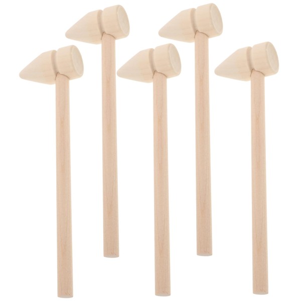 Operitacx Smooth Edged Mini Hammers 5pcs Wooden Mallets for Boys