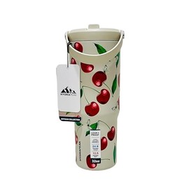 Hydrapeak Nomad Artisan Collection 32 oz Stainless Steel Thermos Tumbler with Straw Lid, Leakproof, Double Insulated, Cherries, Stone, HP-Nomad-32-Cherry