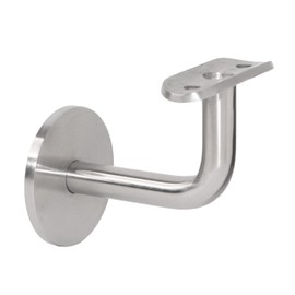PRIOstahl Handrail Holder Handrail Wall Bracket Handrail Support – 1 x Handrail Support on Round Tube Diameter 42.4 mm for Screwing Flat to the Wall for M8 Hanger Bolt for Railing Made of Stainless Steel V2A