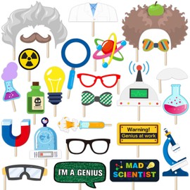Generic Science Photo Booth Props 30 Packs Mad Crazy Scientist Birthday Celebrating Anniversary Graduation Party Decoration Photo Booth Props Science Selfie Props (MadScientist)