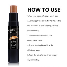 ND Wig Lace Dyeing Stick Portable Sweat-proof Hair Care Dye Concealer Stick for Lace Wigs & Frontal Part & Hairline, Easy to Color (Medium brown)