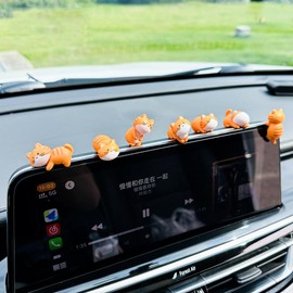 Generic 8 Pcs Mini Cat Cute Car Accessories, Funny Rear View Mirror & Dashboard Decorations Cute Car Ornament Interior Decors Gift, Orange