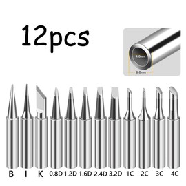HUATEEN Soldering Iron Tips,12 PCS Temperature-Stable Soldering Iron Tips Set 900M Series Replacement Solder Heads for Stations/Guns (Multi-Size Kit for Welding & Electronics)