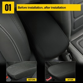 AOMSAZTO Armrest Cover for 2015-2024 Jeep Renegade Middle Console Covers for Jeep Renegade Leather Black