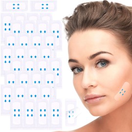 Pndeyo 40pcs Face Lift Tape, Invisible Ultra Thin Self-Adhesive Face Lifting Band, Waterproof Hypoallergenic Makeup Lifter Strip for Neck Eye Sagg Skin Wrinkles Double Chin